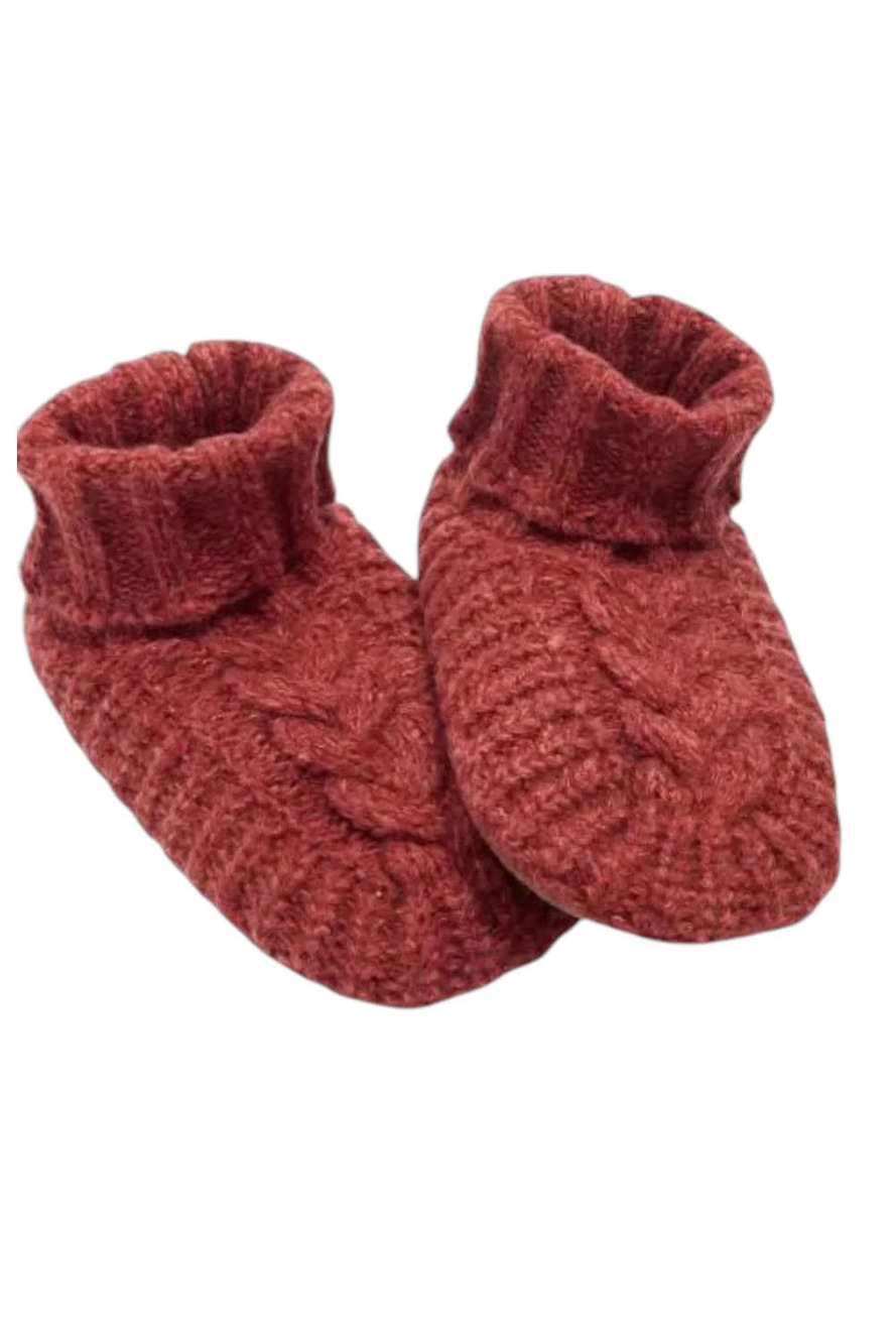 MUK LUKS Women's Shea Butter Fold Over Slipper Sock Rust - Regular